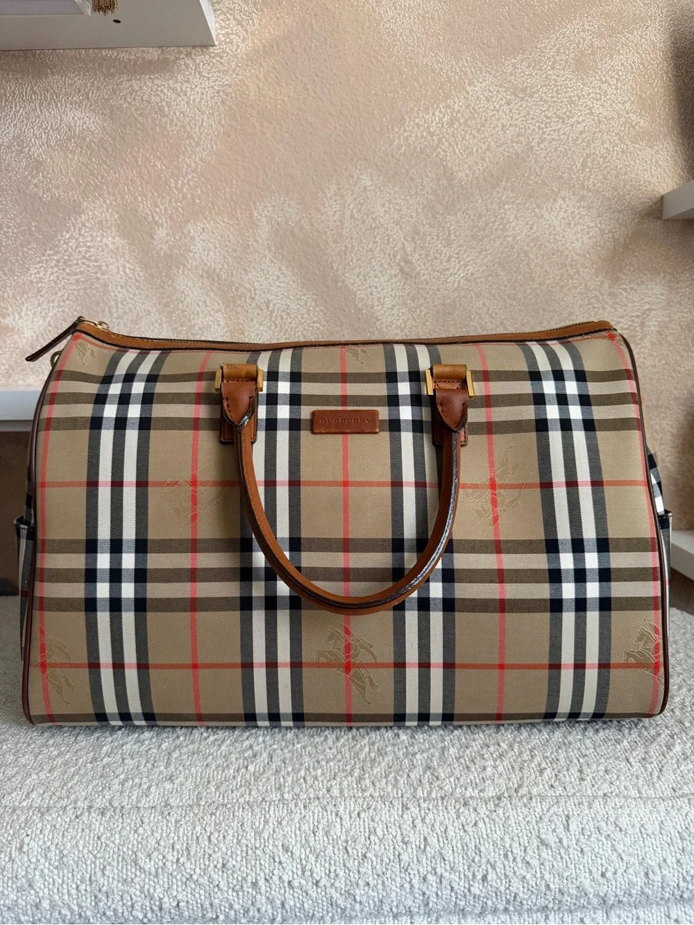 Burberry checkered duffle bag
